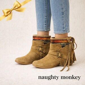 Naughty Monkey Tan Leather Braid Boots 9